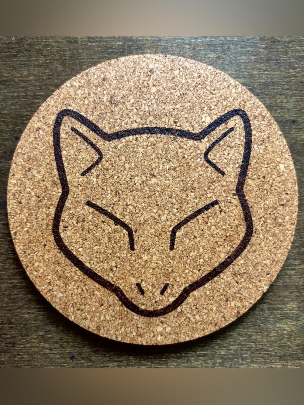 Pokemon Abra Face Laser Engraved Cork Coaster
